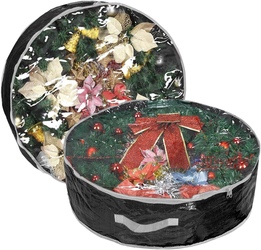 Propik Christmas Wreath Storage Bag - 36-Inch Tear-Resistant Holiday Container with Clear Window - 2 Pack