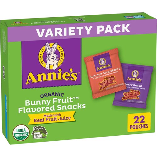 Annie's Organic Bunny Fruit Snacks - Gluten-Free Variety Pack | 22 Count, 15.4 oz