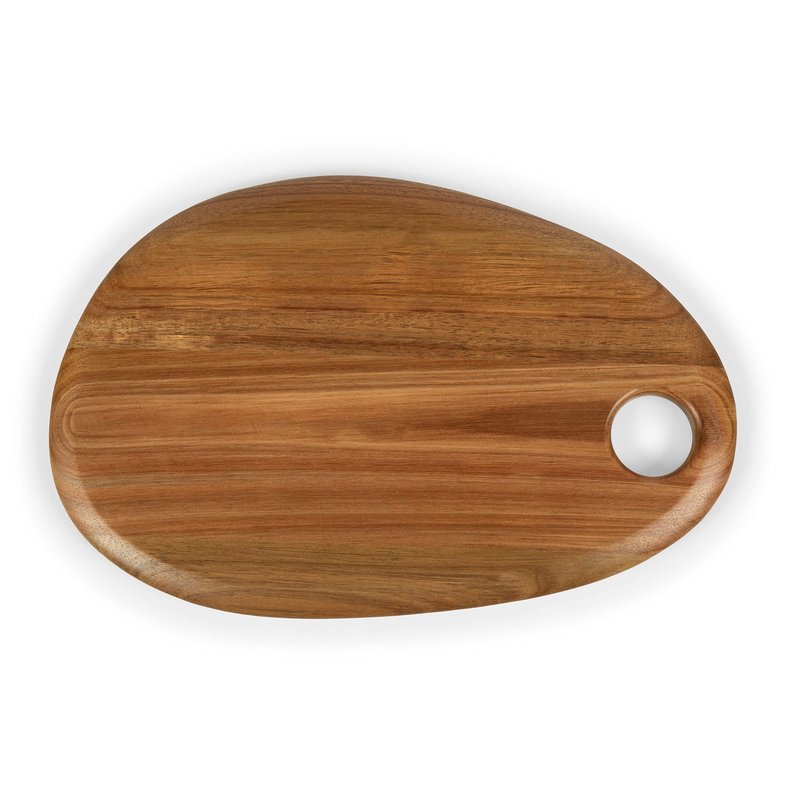 Picnic TIME Pebble Acacia Charcuterie Board 15" x 10", Wood Serving Platter for Food Display, Serving Tray for Party, Cutting Board with Cutout Design, Multi-Purpose Food Tray, (Natural Acacia)