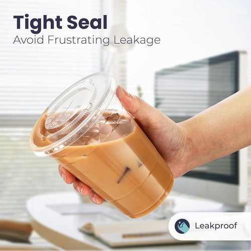 Fit Meal Prep 9 oz Iced Coffee Cups - 100 Pack Disposable Clear Cups with Lids & Straws, BPA Free