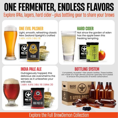 BrewDemon Conical Fermenting System - NO AIRLOCK OR SIPHON REQUIRED - Made of BPA FREE Food Grade Plastic that imparts zero unwanted flavors into your Brew!