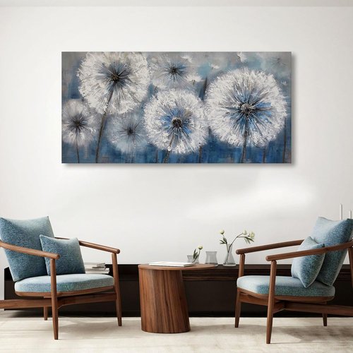 Large Dandelion Painting by [Brand Name] - Modern Canvas Wall Art for Living Room & Bedroom Decor