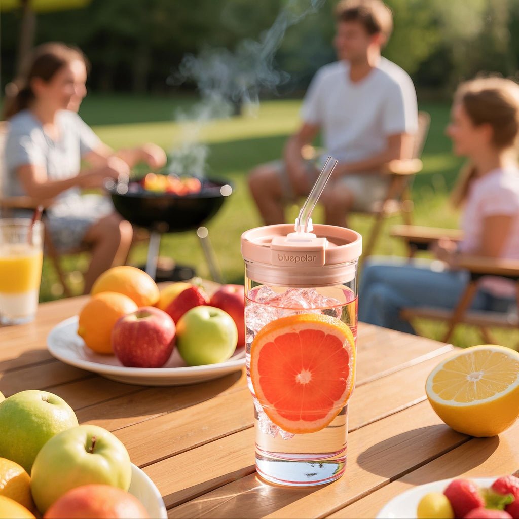 23oz/680ml Glass Tumbler with Straw and Lid - Matcha Leak-Proof Portable Travel Water Glass Cup for Smoothies, Iced Coffee,Matcha and Cold Beverages - Durable and Eco-Friendly (Pink with Sleeve)