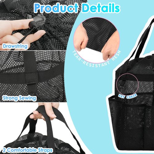 Fammart Portable Mesh Shower Caddy - Extra Large 8-Pocket Tote for College, Camping & Travel