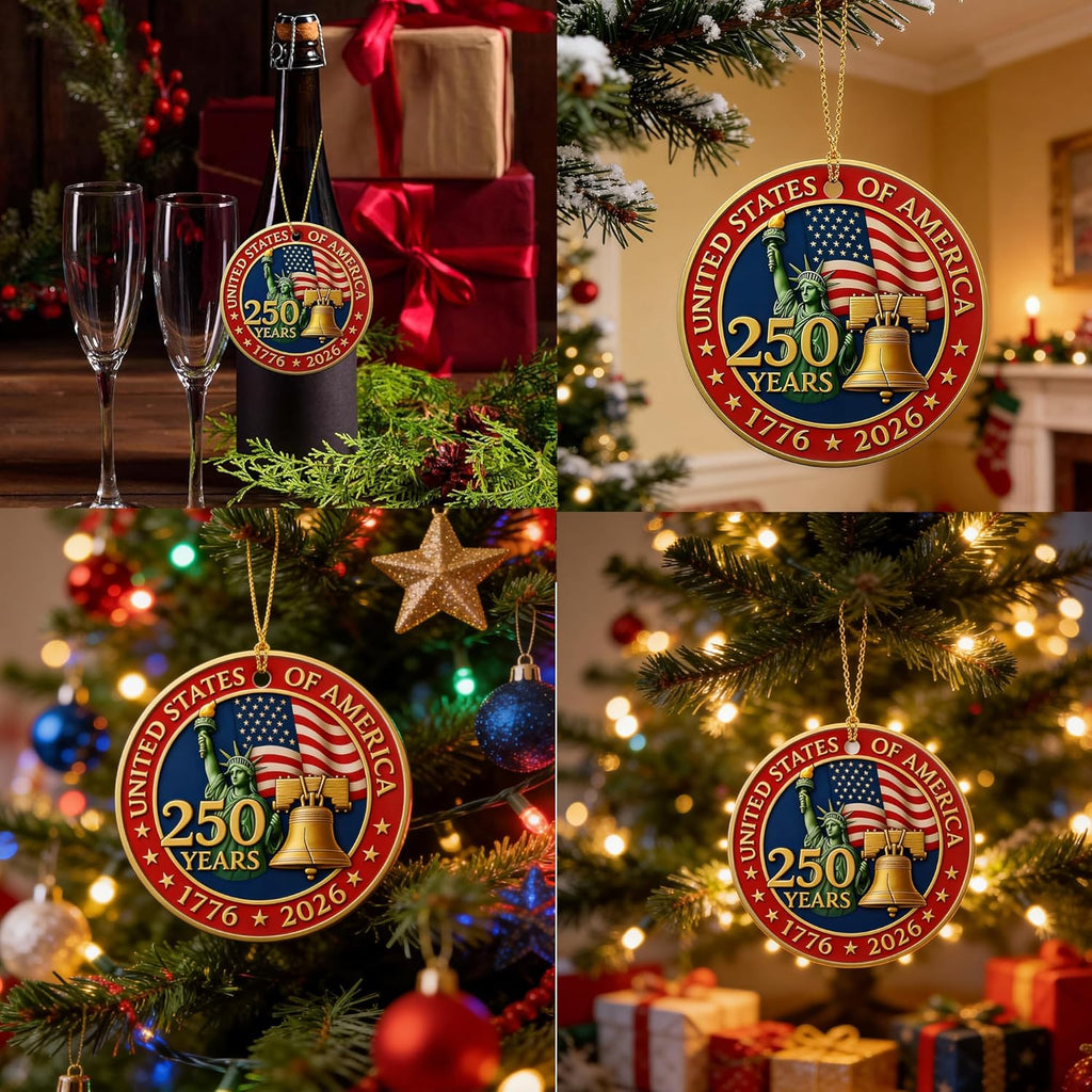 USA 250th Anniversary Ornament Set - 2D Acrylic Patriotic Decor | Perfect 4th of July Gift