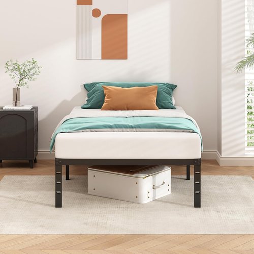 HLIPHA Metal Platform Bed Frame - 14 Inch Tall Twin Size with Sturdy Slat Support | Easy Assembly, Black