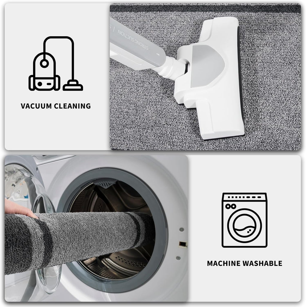 PURRUGS Dirt Trapping Door Mat - Non-Slip, Machine Washable, Super Absorbent | 20" x 32", Light Grey & Dark Grey