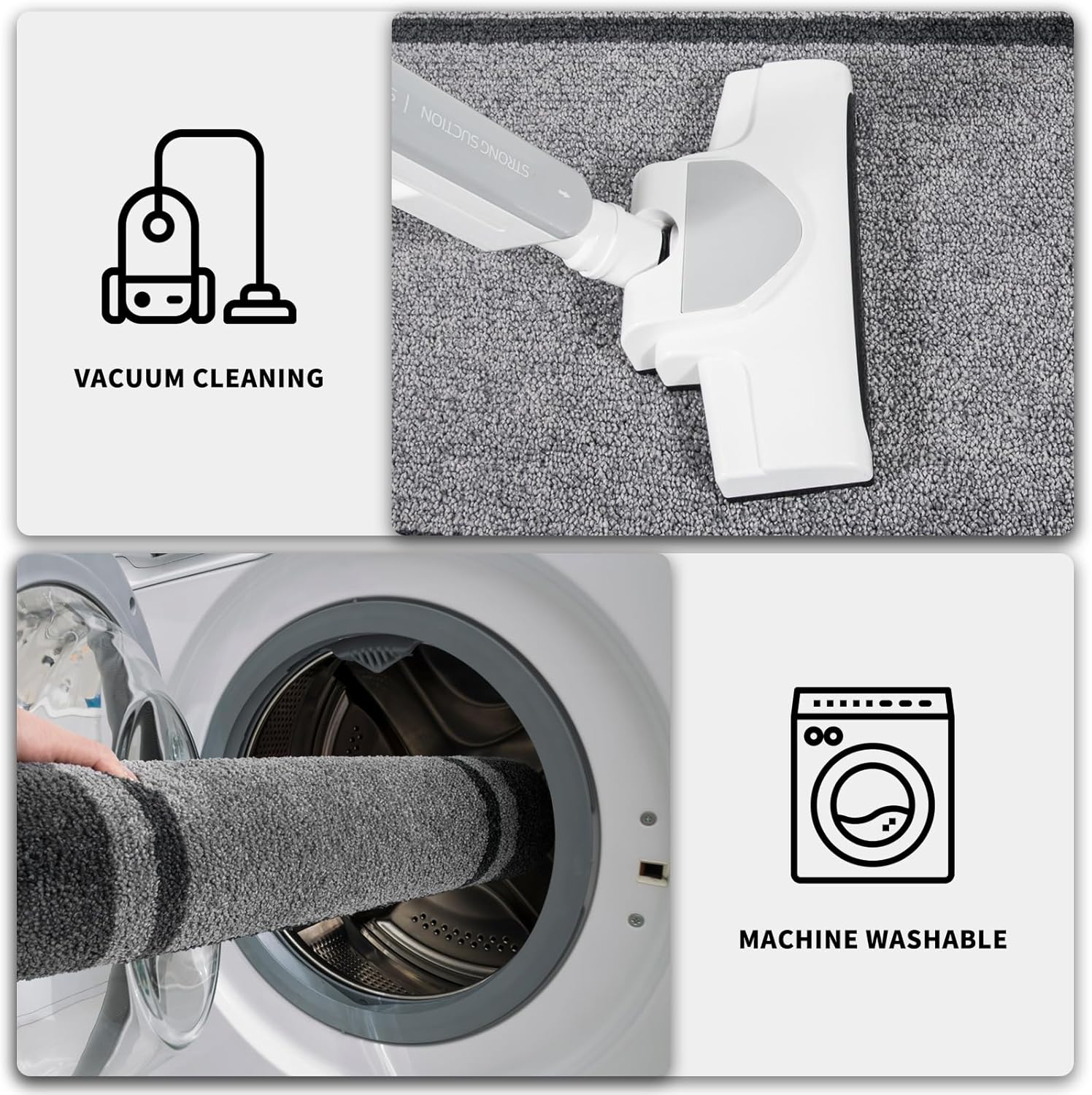 PURRUGS Dirt Trapping Door Mat - Non-Slip, Machine Washable, Super Absorbent | 20" x 32", Light Grey & Dark Grey