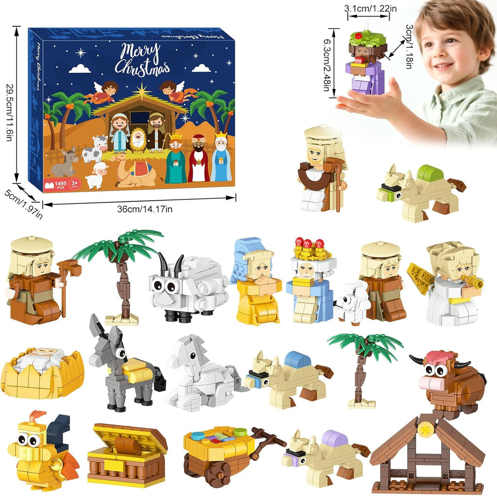 Nativity Building Blocks Advent Calendar 2025 - 24-Day Christmas Countdown STEM Toy for All Ages