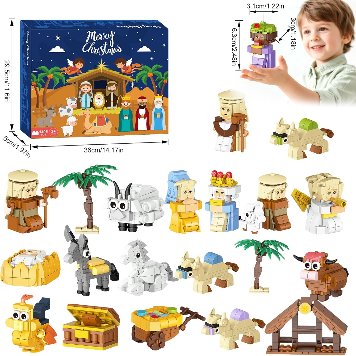 Nativity Building Blocks Advent Calendar 2025 - 24-Day Christmas Countdown STEM Toy for All Ages