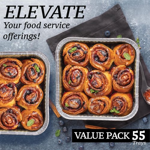 Aluminum 8x8 Foil Pans by [Brand Name] | 55 Pack Disposable Baking Pans for Easy Food Prep & Heating