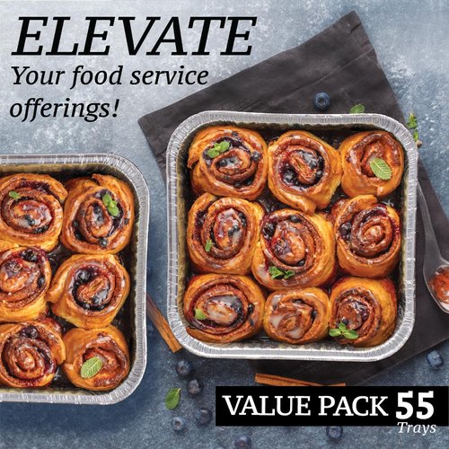 8x8 Foil Pans (55 Pack) - 8 Inch Square Aluminum Pans - Disposable Baking Pans for Heating, Prepping Food & Baking Cakes - Aluminum Baking Pans Disposable - 8 x 8 Baking Pan - Bottom: 6.5x6.5