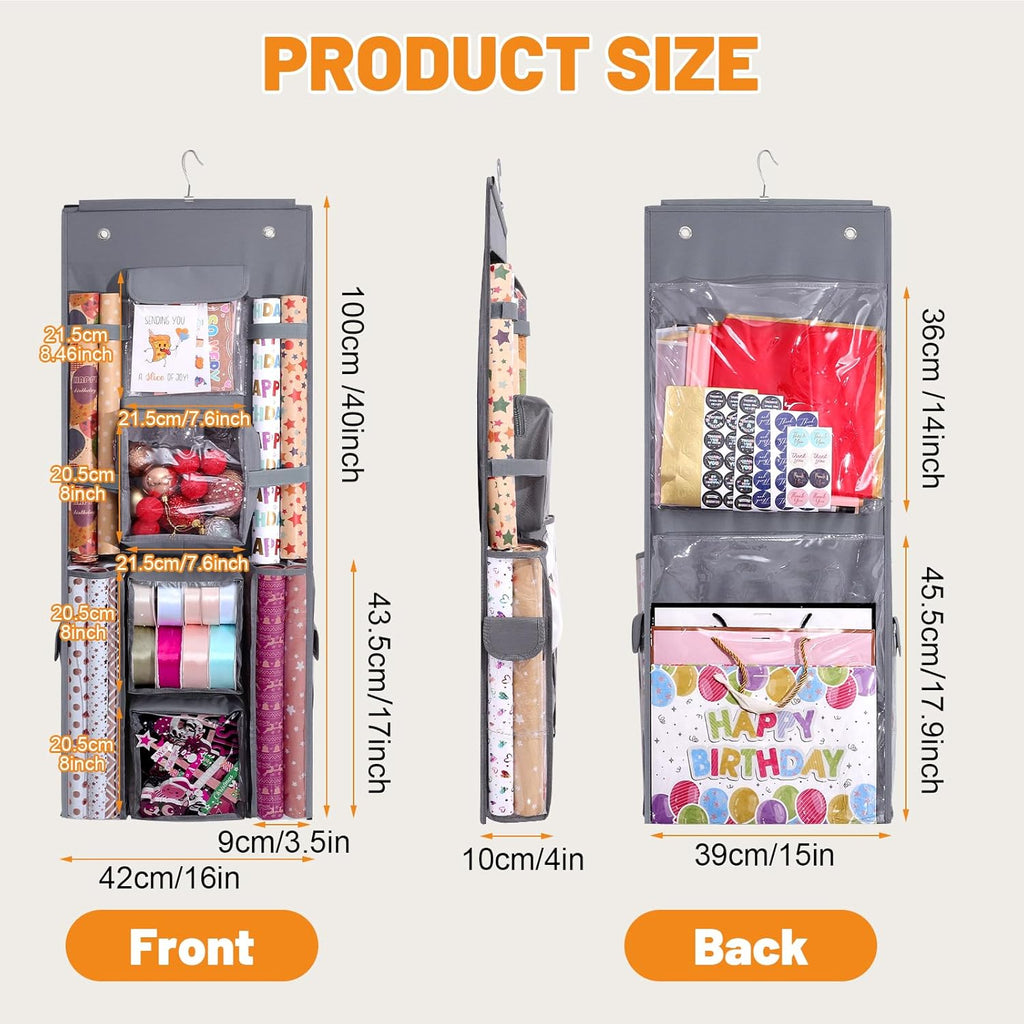 Regine Switzerland Gift Wrapping Paper Storage - Double-Sided Organizer | 40x16 Inch Heavy-Duty Oxford Bag