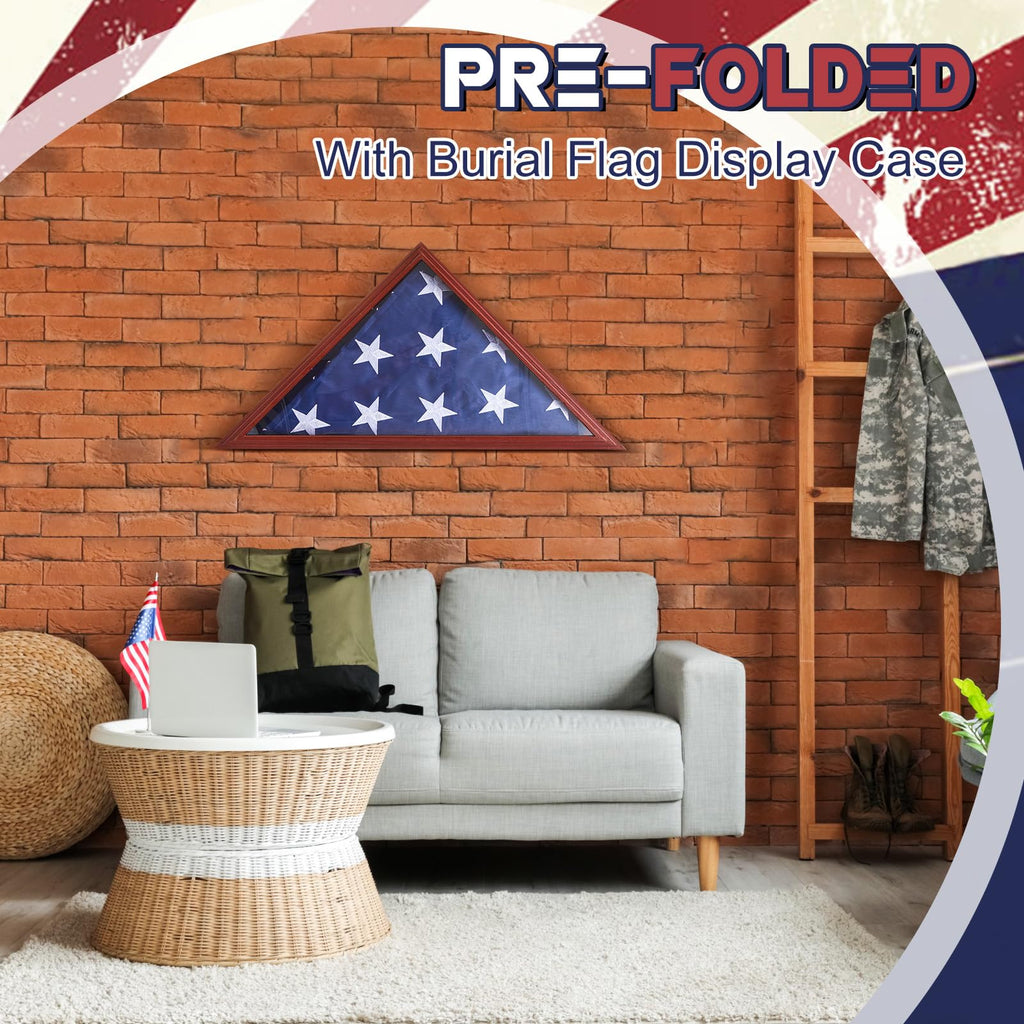 Mindsoft Flag Case for Burial with Folded Memorial American Stars Flag 5 x 9. 5 ft, Display Shadow Box for Military Veterans Funeral