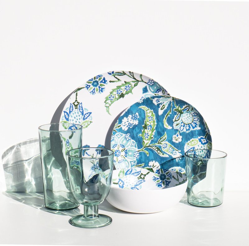 Abode Homewares Hana Ikat Melamine Dinner Plate - Blue - 10.5" - Set of 6