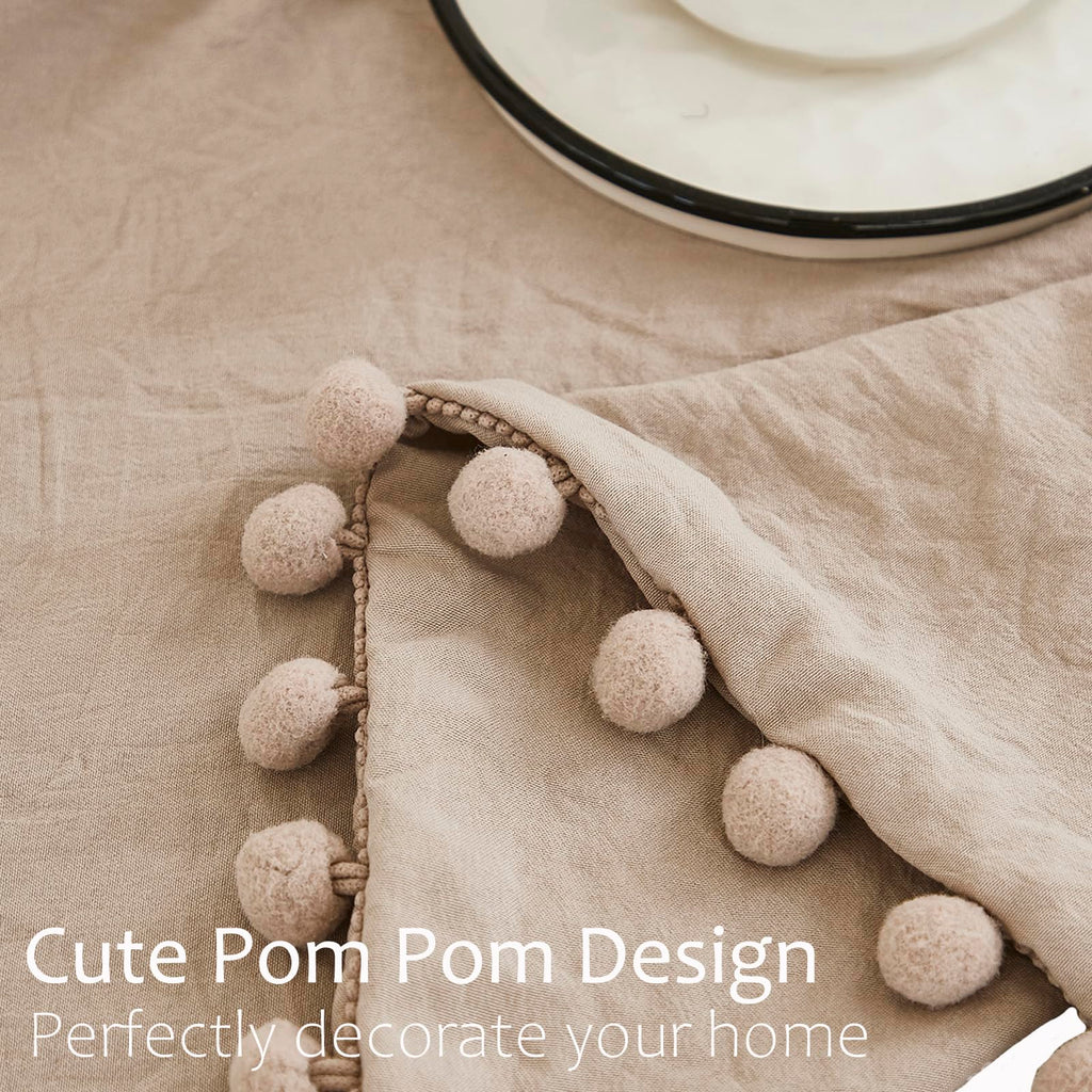 Taupe Body Pillow Cover 20x54 Boho Chic Pom Poms Fringe Decor Light Khaki Body Pillow Case Cover with Pocket Closure