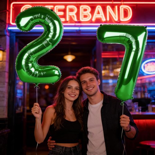 Happy 27 Birthday Decoration - Dark Green Foil Number 27 Balloon for Men & Women | Large Size