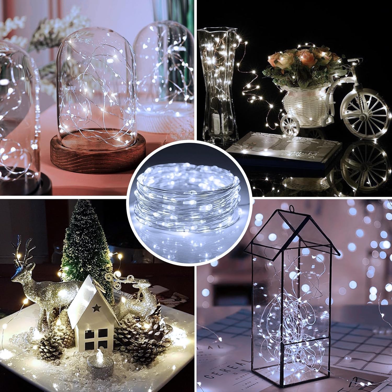 Skiennix 6 Pack Fairy Lights - Battery Operated 7ft 20 LED Mini String Lights | Silver Wire Twinkle Lights for Weddings & Parties