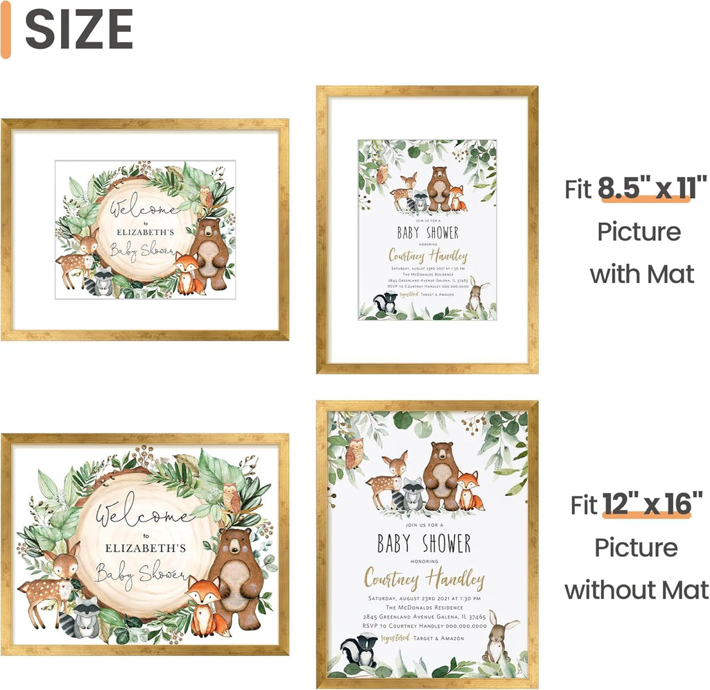 Upsimples 12x16 Picture Frame - Versatile Display for 8.5x11 Photos with Mat or 12x16 Without Mat - Bronze Finish