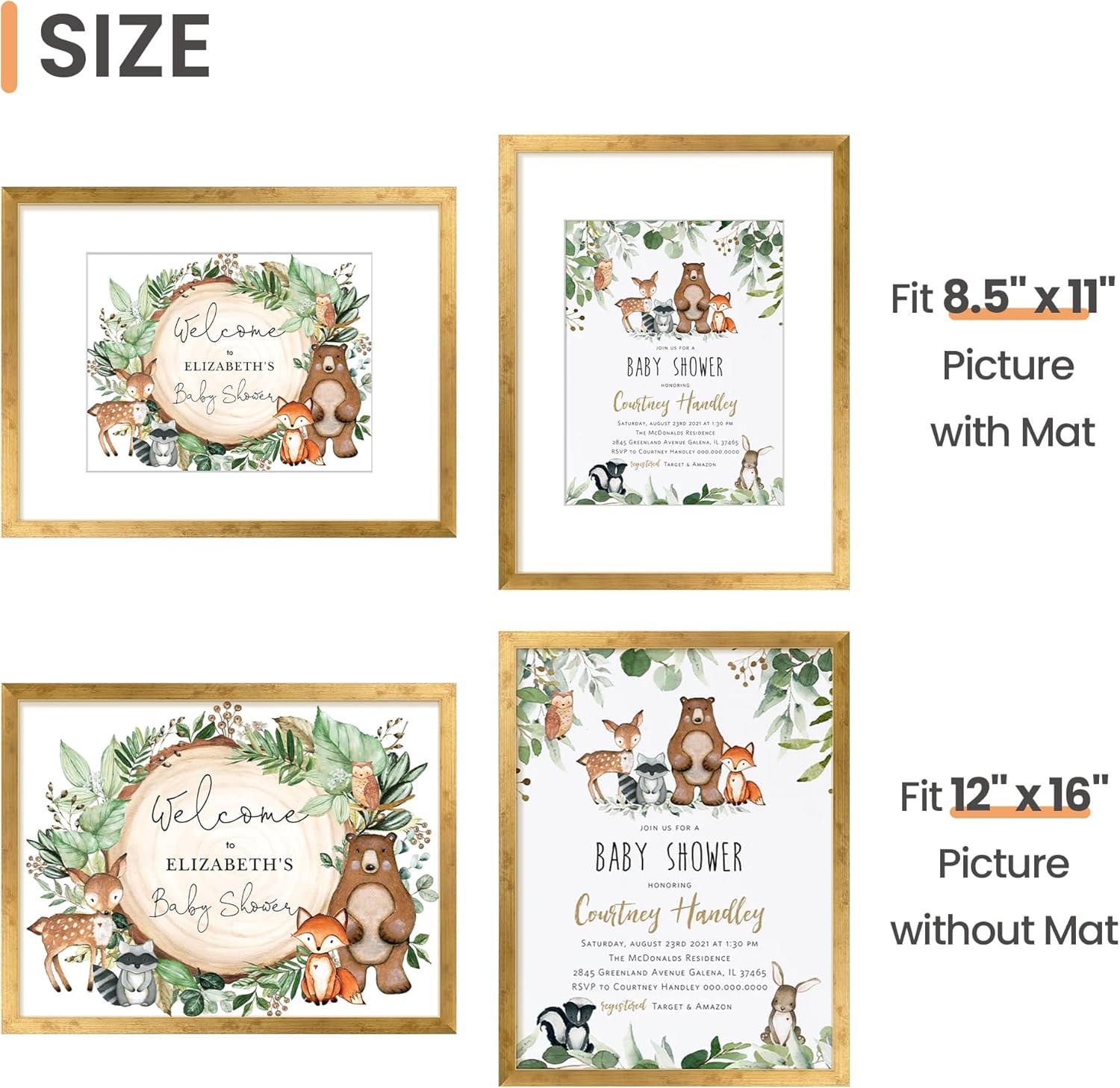 Upsimples 12x16 Picture Frame - Versatile Display for 8.5x11 Photos with Mat or 12x16 Without Mat - Bronze Finish