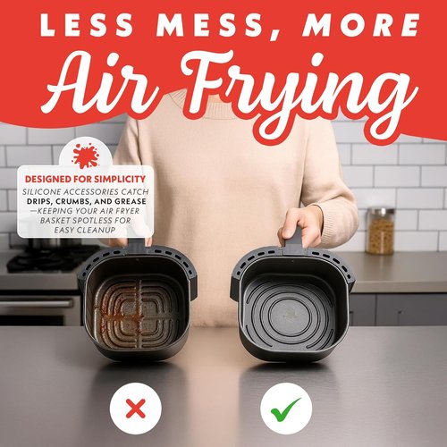 Gourmia Air Fryer Accessories Set - 3-Piece Silicone Liner & Egg Bite Cooker | BPA-Free, Heat Resistant, Dishwasher Safe