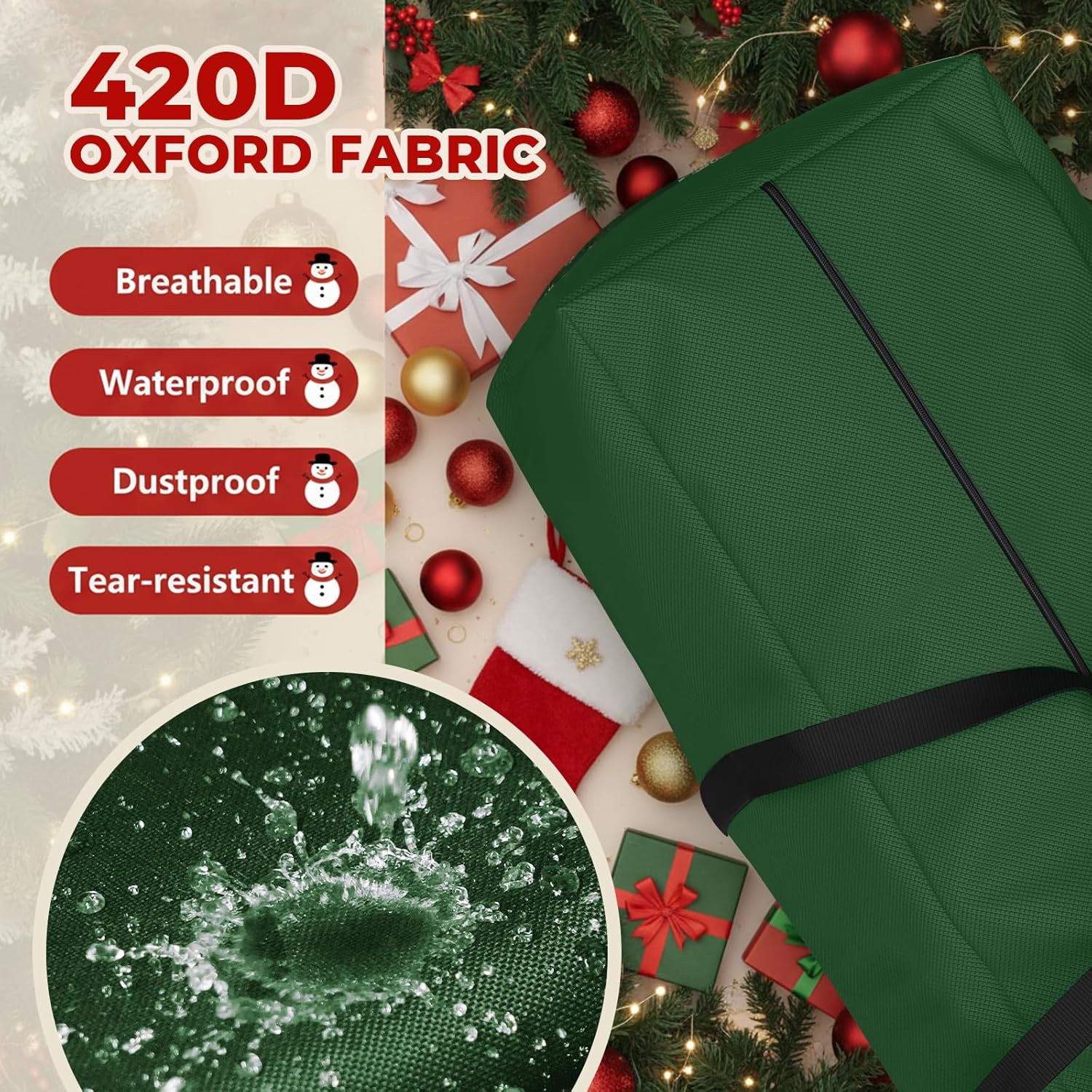Skiennix Extra Large Christmas Tree Storage Bag - Fits Up to 12 Ft Trees | Heavy Duty Waterproof, 68” L x 30” W x 20” H