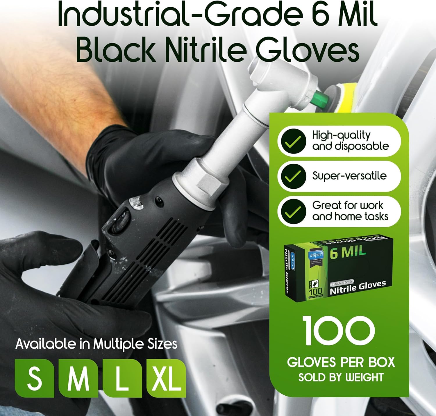 Skiennix Heavy Duty Black Nitrile Gloves - 6 Mil Chemical Resistant Disposable for Medical & Cleaning Use
