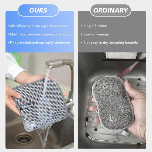 KinHwa Microfiber Dish Cloths - Absorbent & Quick-Dry Kitchen Washcloths | 9-Pack Gray (7"x7")