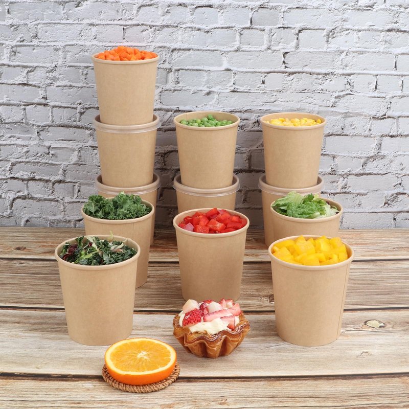 JAYEEY 16oz disposable cups with lids To go paper cups Soup container 50 Pack