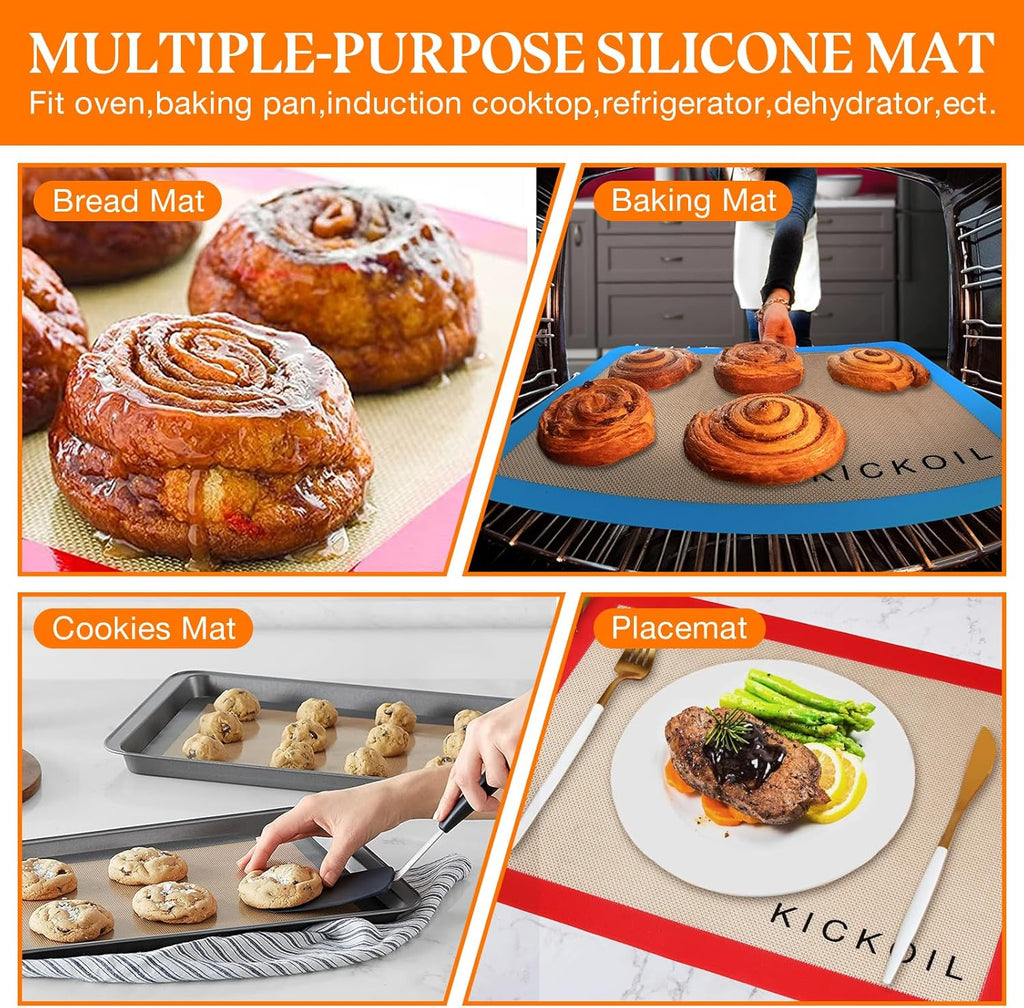 Skiennix Silicone Baking Mats - Non-Stick, BPA-Free Oven Liners for Cookies & Pastries | Set of 3 (11.6'' x 8.5'')