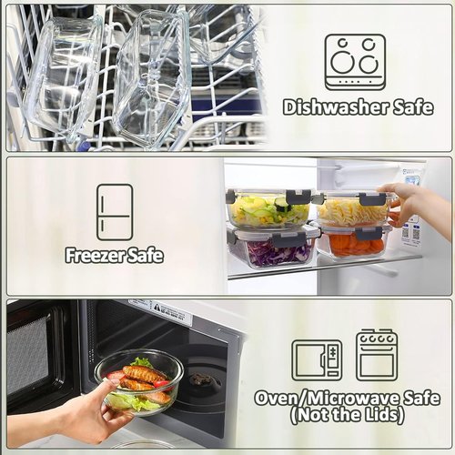 MCIRCO Glass Food Storage Containers - 30-Piece Airtight Meal Prep Set with Snap Locking Lids | Microwave, Oven, Freezer Safe