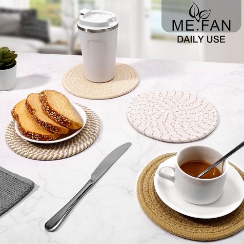 ME.FAN 7-Inch Cotton Thread Weave Trivets | 4-Piece Set for Pots & Pans - Protect Your Countertop