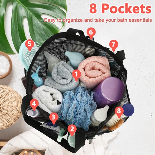 Fammart Mesh Shower Caddy - Portable 8-Pocket Tote Bag for College Dorm & Gym Essentials | Durable & Lightweight