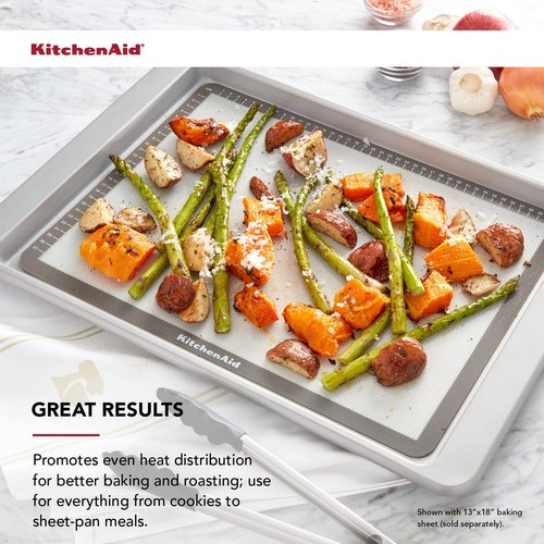 KitchenAid Silicone Baking Mat - Large 12x17-Inch Size for Easy Baking and Cleanup | Gray