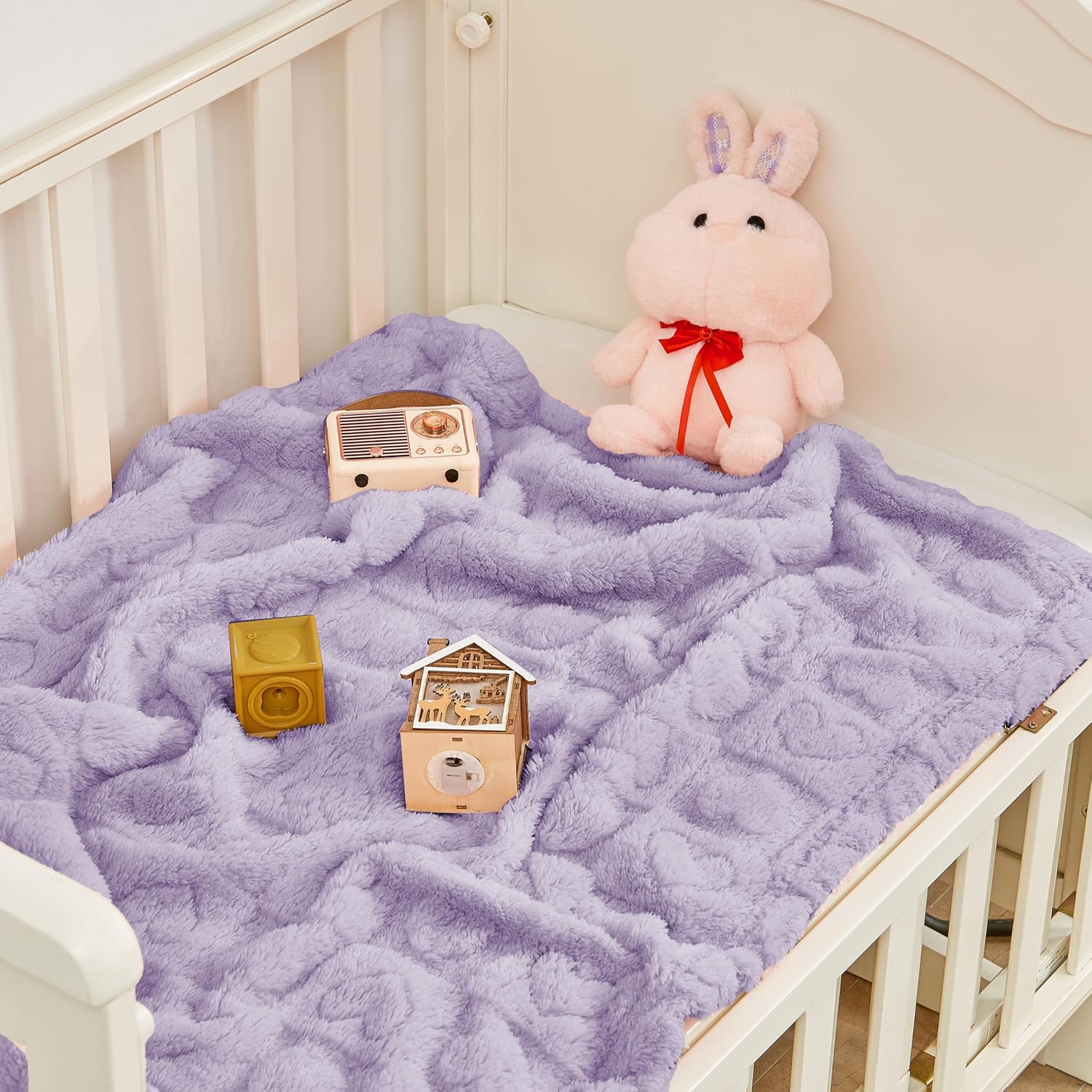 Yurhap Fleece Baby Blanket - Ultra Soft Heart Checkered Design | Cozy 30”x40” Blanket for Infants