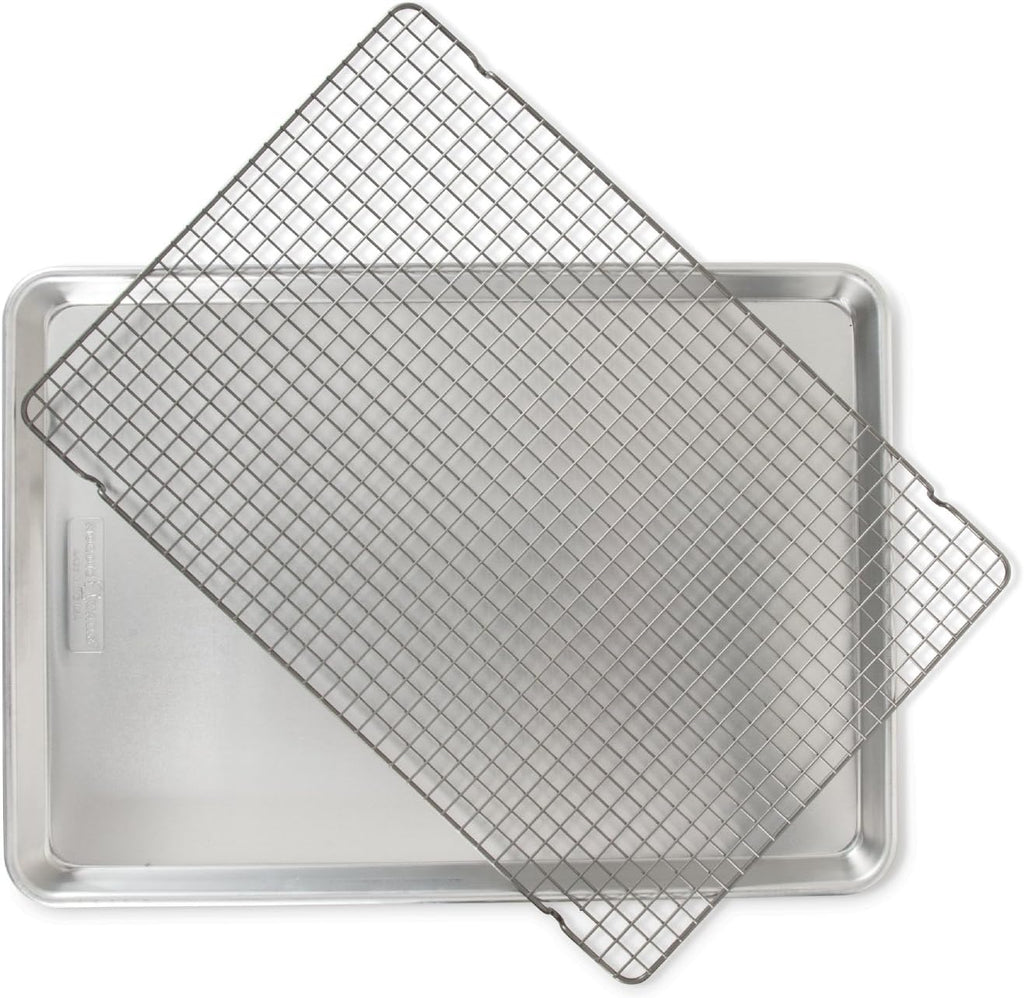 Nordic Ware Nonstick Big Sheet Pan - Oven Safe Aluminum Grid | 2-Piece Set
