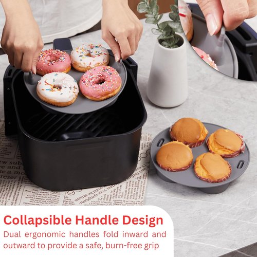 EM Silicone Air Fryer Liners Set - 4-Pc Reusable Baking Molds for Cake, Donut, Waffle & Brownie | Fits 3-5 Qt Air Fryers