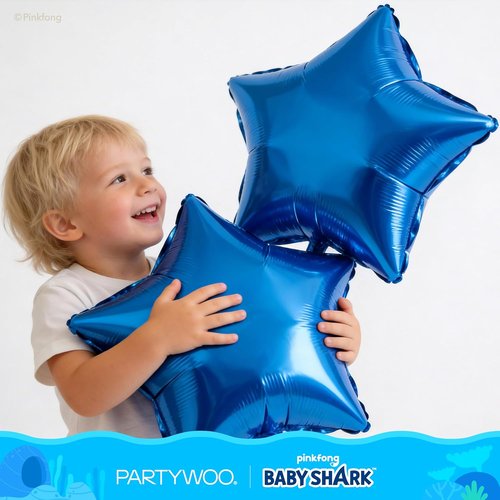 **PartyWoo Baby Shark Blue Foil Number 3 Balloon - 5pcs 18 Inch Round Mylar Helium Decorations for Kids' Birthday**