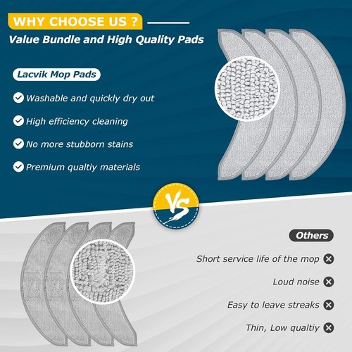 iRobot Replacement Mop Pads - 4 Pack Microfiber Washable Mopping Pads for Roomba Combo j7+/j9+