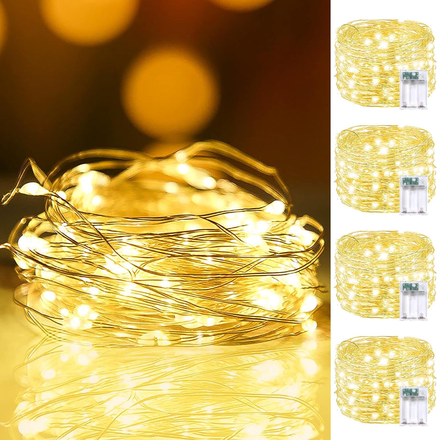 Skiennix 20FT Waterproof Fairy Lights - 60 LED Battery Operated Twinkle String Lights for Indoor/Outdoor Décor | Warm White