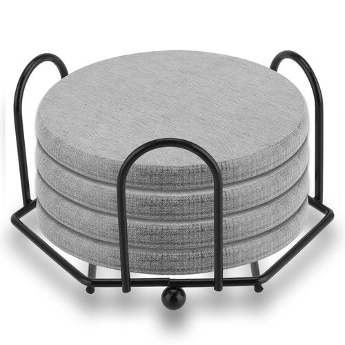 FUNSUEI Set of 10 Metal Coaster Holder, Black Iron Metal Coaster Holder for 4 Inch Round and Square Coasters, Fit 4-6 Pieces Coasters