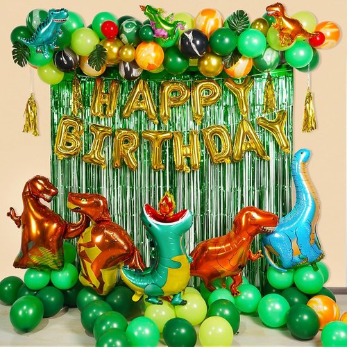 GoGoGoodie Dinosaur Theme Birthday Party Decorations - Fun Green Dino Decor for Kids Ages 3-12