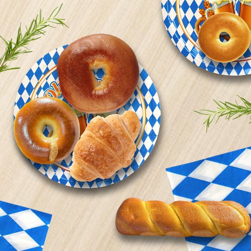 Oktoberfest Party Supplies, 288PCS Disposable Plates and Napkins, Serves 72 Guests, 9 inch & 7 inch Plates, 6.5 inch Napkins Oktoberfest Decorations