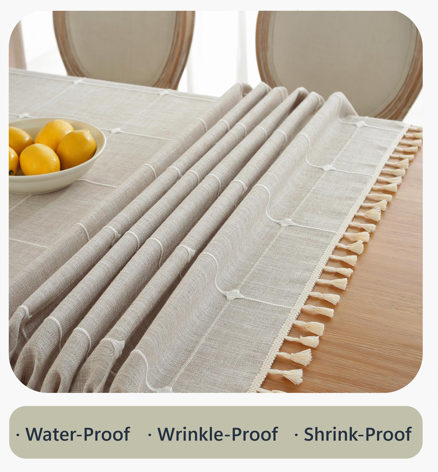 Alsoo Waterproof Tablecloths for 6 Foot Rectangle Tables Rustic Plaid Tablecloth Cotton Linen Cloth Wrinkle Free Table Cloths for Parties, Kitchen Dining, Holiday, Christmas (4-6 Seats, 55x75 Inches)