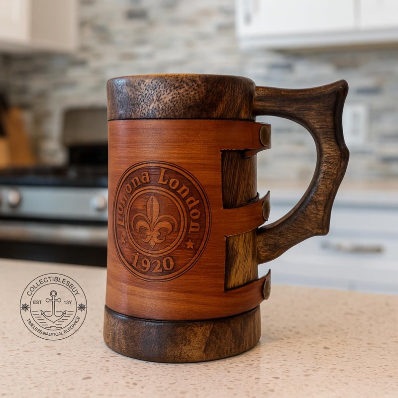 collectiblesBuy Antique Wooden Coffee Mug Hand Carved Rustic Tankard for Beverages Medieval Style Groomsmen Gift, Table Decor & Dining Kitchen Accessory
