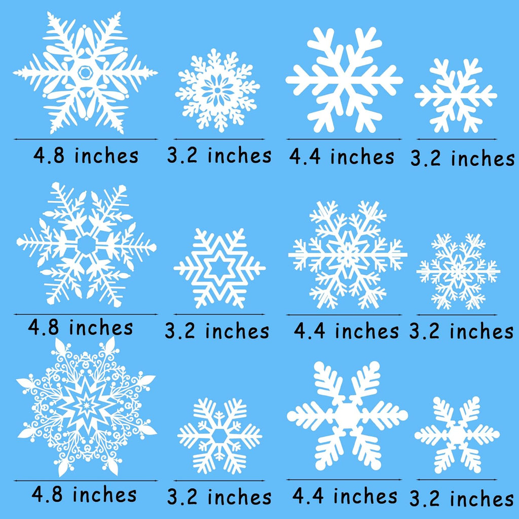 White Snowflake Window Clings by [Brand Name] - 180PCS PVC Static Stickers for Holiday Decorations