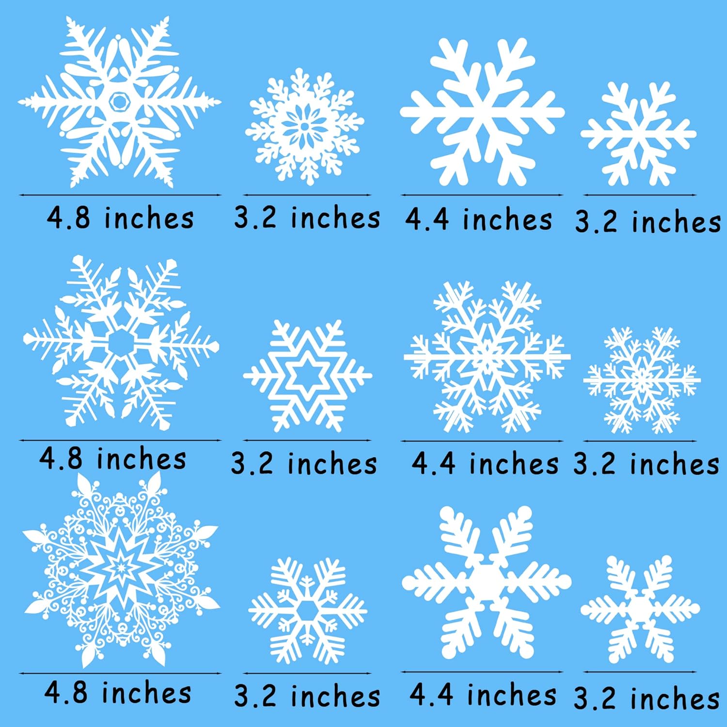 White Snowflake Window Clings by [Brand Name] - 180PCS PVC Static Stickers for Holiday Decorations
