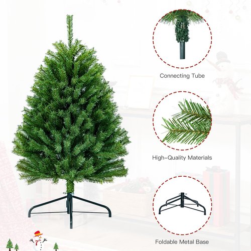 BAOYILAI 4.5FT Small Artificial Christmas Tree, Realistic Christmas Tree with PVC Branch Tips,Metal Hinges and Foldable Base for Home,Lobby,Office,Party Decoration