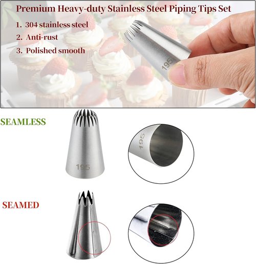 COKUMA Large Piping Tips Set - Stainless Steel Cake Decorating Tips for Frosting & Icing | 5PCS