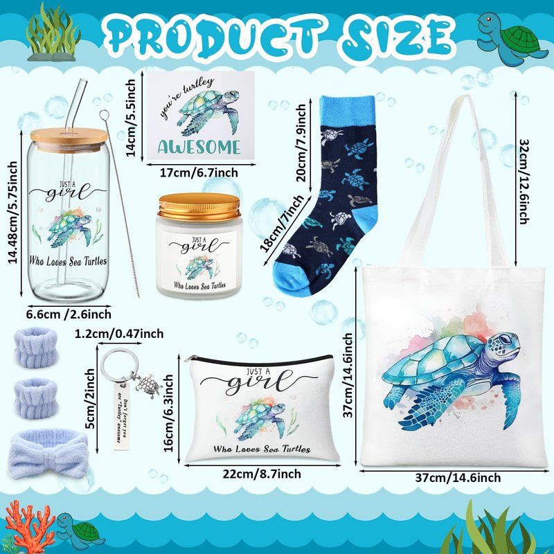 Yeyeplum 8 Pcs Sea Turtle Gifts for Women Gift Baskets Birthday Gifts Womens Gift Set Relaxing Spa Gift Luxury Mother Day Gift for Women Mom Her Friend Grandma Adults